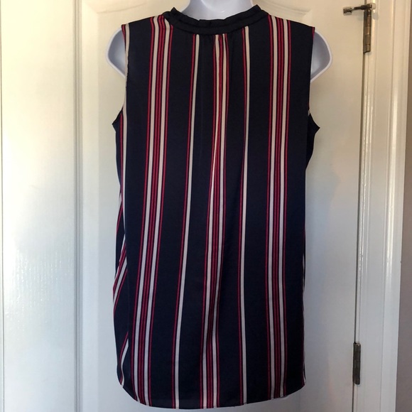 Tommy Hilfiger Keyhole Navy Blue Red White Top - Picture 6 of 8